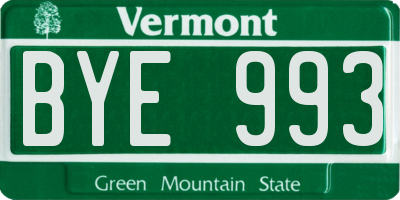 VT license plate BYE993