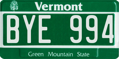 VT license plate BYE994