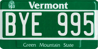 VT license plate BYE995