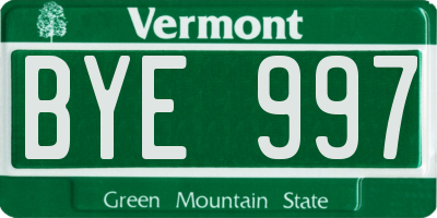 VT license plate BYE997