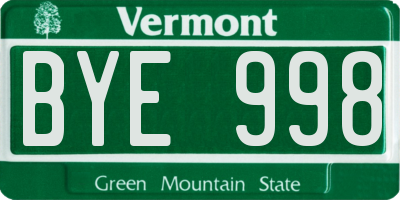 VT license plate BYE998