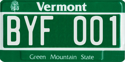 VT license plate BYF001