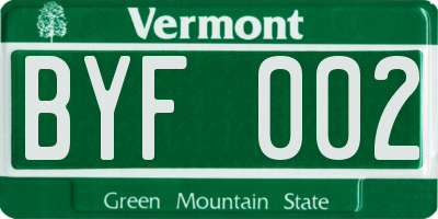 VT license plate BYF002