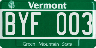 VT license plate BYF003