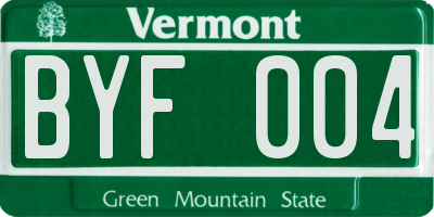 VT license plate BYF004