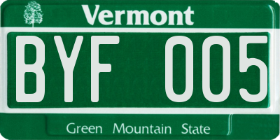 VT license plate BYF005