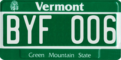 VT license plate BYF006