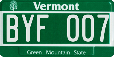 VT license plate BYF007