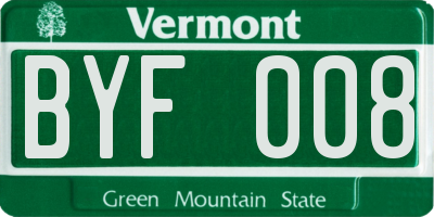 VT license plate BYF008