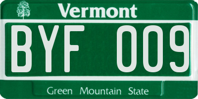 VT license plate BYF009