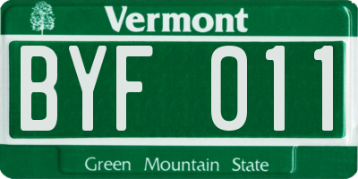 VT license plate BYF011