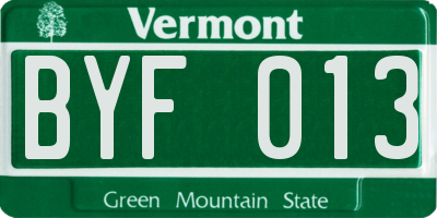 VT license plate BYF013
