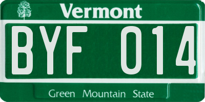 VT license plate BYF014