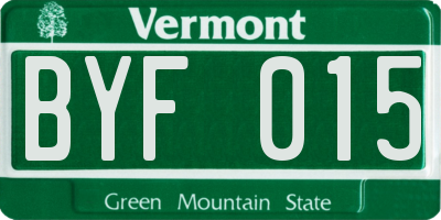 VT license plate BYF015