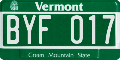 VT license plate BYF017