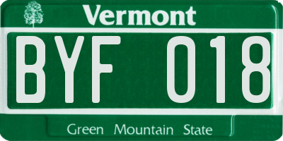 VT license plate BYF018