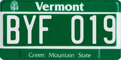 VT license plate BYF019