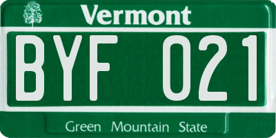 VT license plate BYF021