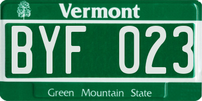 VT license plate BYF023