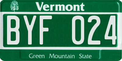 VT license plate BYF024