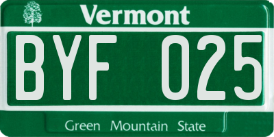 VT license plate BYF025