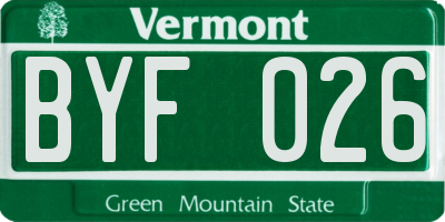 VT license plate BYF026