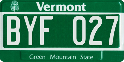 VT license plate BYF027