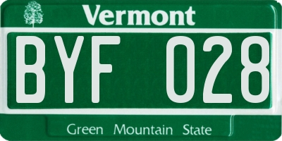 VT license plate BYF028