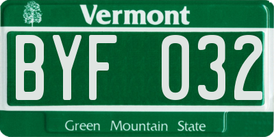 VT license plate BYF032