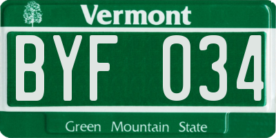 VT license plate BYF034