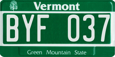 VT license plate BYF037