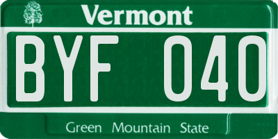 VT license plate BYF040