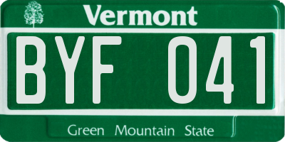 VT license plate BYF041