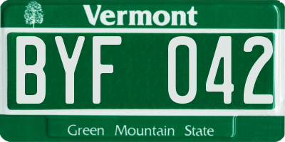 VT license plate BYF042