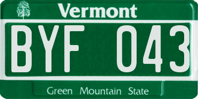 VT license plate BYF043