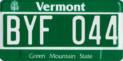 VT license plate BYF044