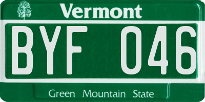 VT license plate BYF046