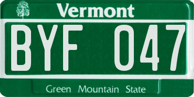 VT license plate BYF047