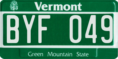 VT license plate BYF049