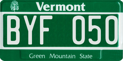 VT license plate BYF050
