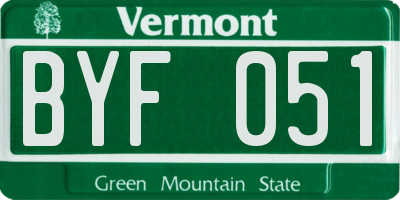 VT license plate BYF051