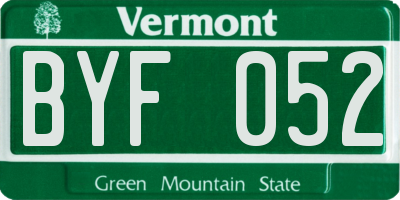 VT license plate BYF052