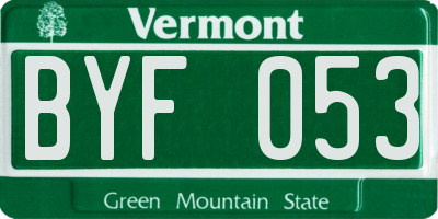 VT license plate BYF053