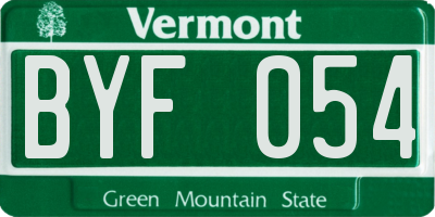 VT license plate BYF054
