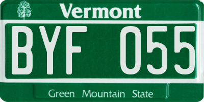 VT license plate BYF055
