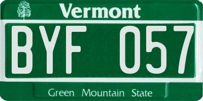 VT license plate BYF057