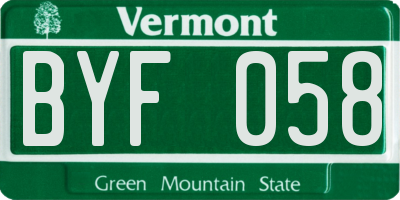 VT license plate BYF058