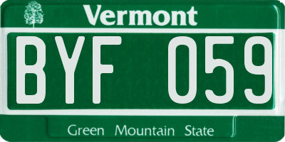 VT license plate BYF059