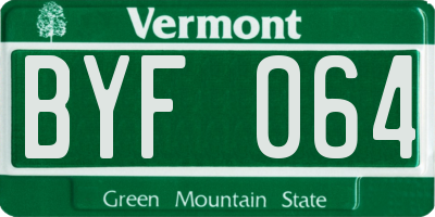 VT license plate BYF064