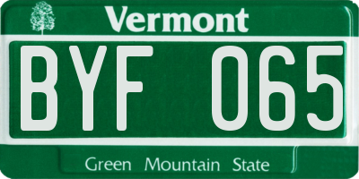 VT license plate BYF065